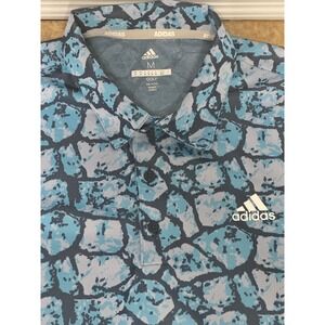 Adidas Golf Cobblestone Jacquard Polo Shirt Mens M Blue Performance Golf Casual